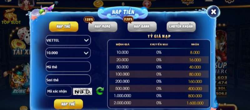 Hướng dẫn các bước chi tiết nạp tiền King86 club
